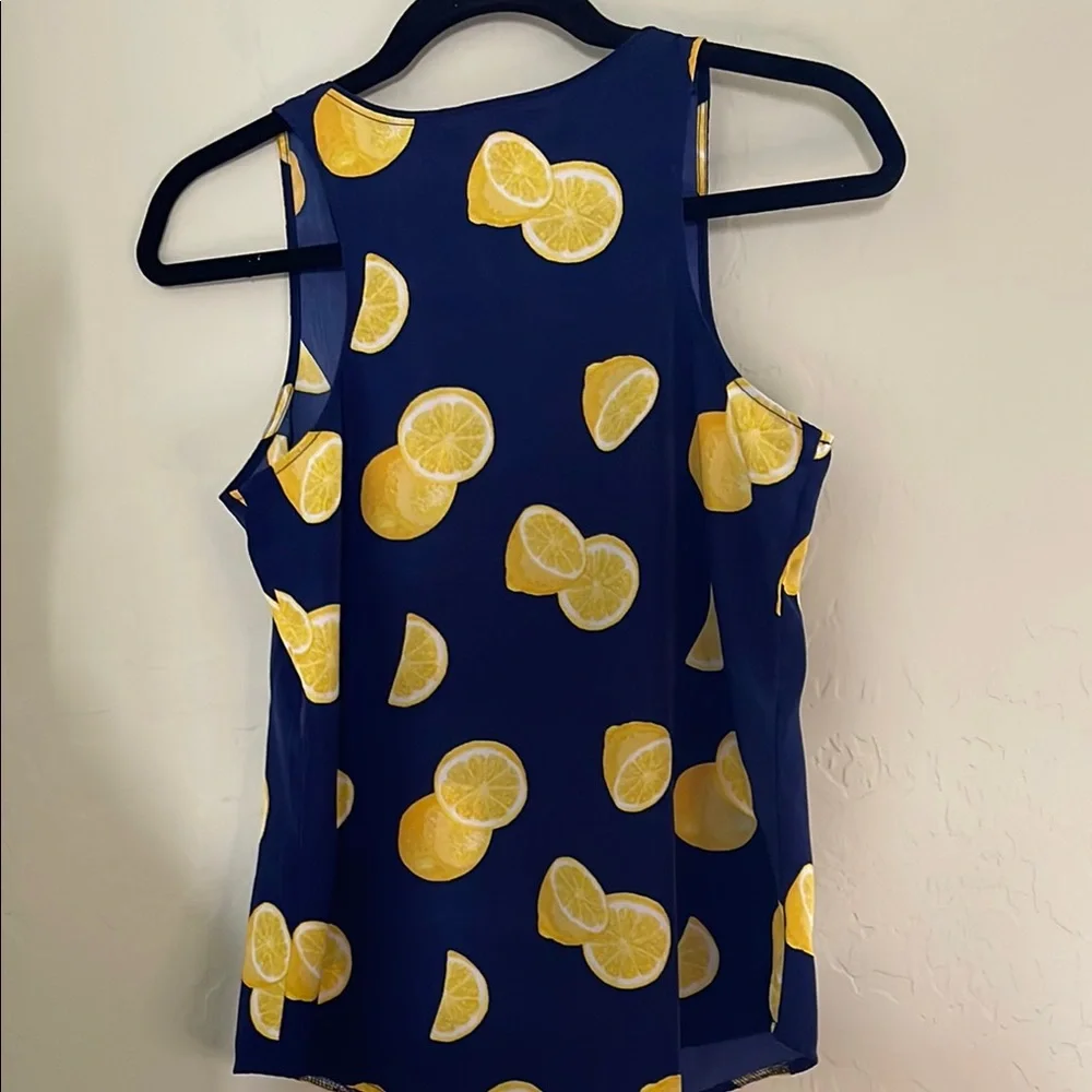 Lemon Print Navy Women's Tank Top - Picture 4 of 5